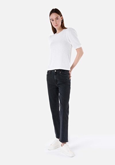 Image de T-shirt À Manches Courtes Blanc Regular Fit Droit Femme