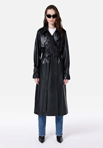 Image de Veste Pu Noir Regular Fit Femme