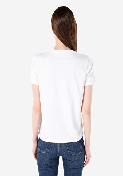 Afficher les détails de T-shirt À Manches Courtes Blanc Regular Fit Imprimé Femme