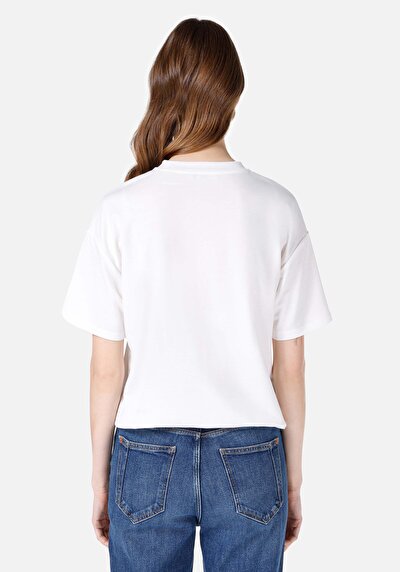 Image de T-shirt À Manches Courtes Blanc Regular Fit Imprimé Femme