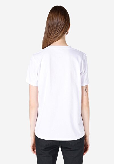 Image de T-shirt À Manches Courtes Blanc Regular Fit Droit Femme