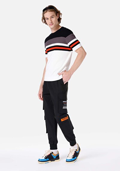 Image de Pantalon Noir Lastikli Medium Rise En Polyester Comfort Fit Homme