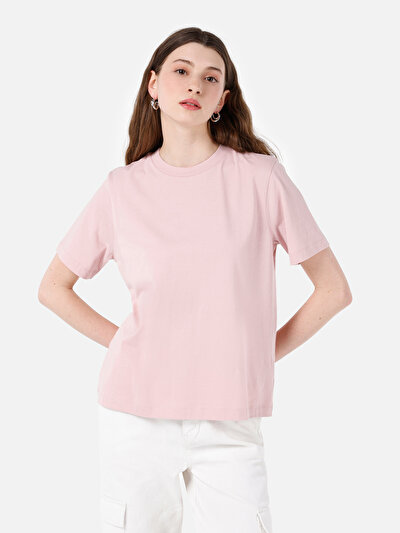 Afficher les détails de T-shirt À Manches Courtes Rose Regular Fit  Femme