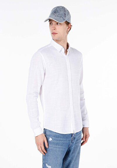 Image de Chemise À Manches Longues Blanc Slim Fit Homme