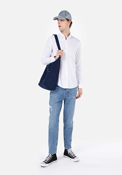 Image de Chemise À Manches Longues Blanc Slim Fit   Homme