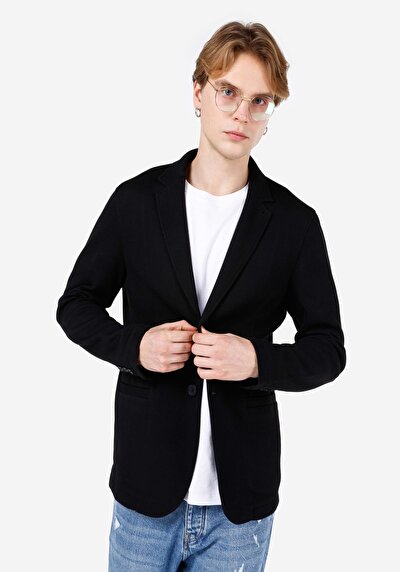 Afficher les détails de Veste De Blazer Noir Slim Fit   Homme