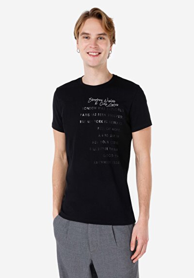 Image de T-shirt À Manches Courtes Noir Slim Fit Homme