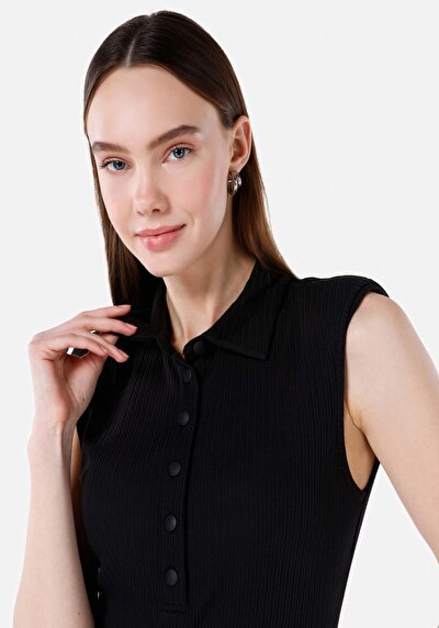 Image de Robe Noir Slim Fit Sans Manches Femme