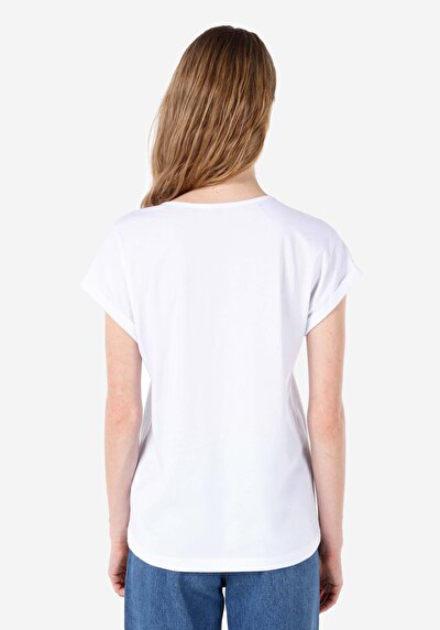 Image de T-shirt À Manches Courtes Blanc Regular Fit Droit Femme