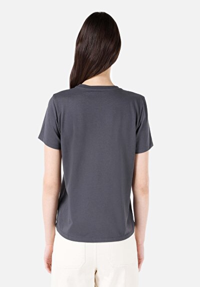 Image de T-shirt À Manches Courtes Anthracite Regular Fit Imprimé Femme
