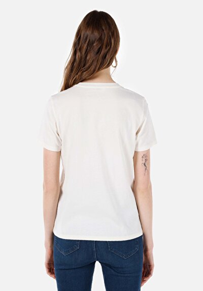 Image de T-shirt À Manches Courtes Blanc Regular Fit Imprimé Femme