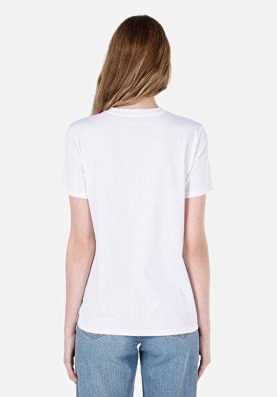 Image de T-shirt À Manches Courtes Blanc Regular Fit Imprimé Femme