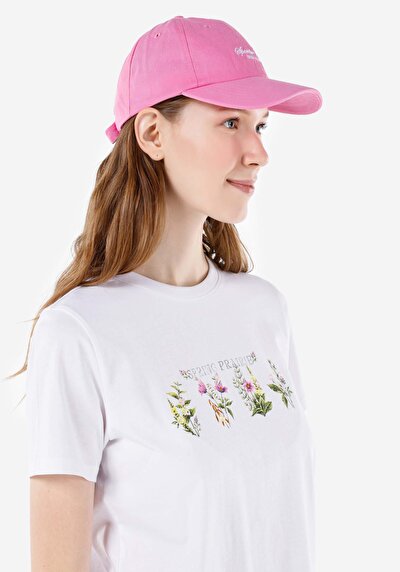 Image de T-shirt À Manches Courtes Blanc Regular Fit Imprimé Femme