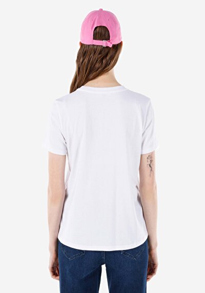 Image de T-shirt À Manches Courtes Blanc Regular Fit Imprimé Femme
