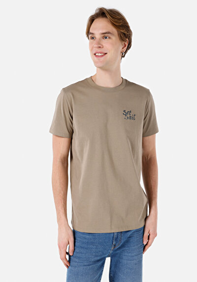 Image de T-shirt À Manches Courtes Marron Regular Fit Homme