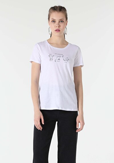 Image de T-shirt À Manches Courtes Blanc Regular Fit  Femme