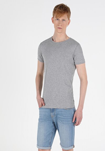 Image de T-shirt À Manches Courtes Gris Slim Fit  Homme