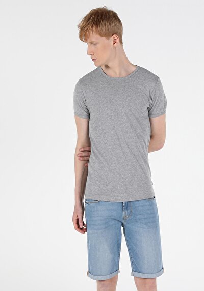 Image de T-shirt À Manches Courtes Gris Slim Fit Homme