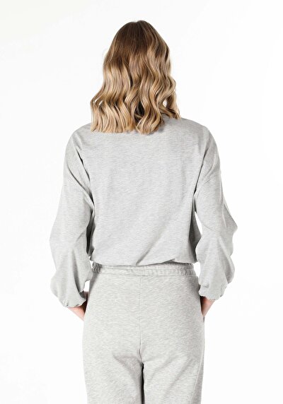 Image de T-shirt À Manches Longues Gris Regular Fit  Femme