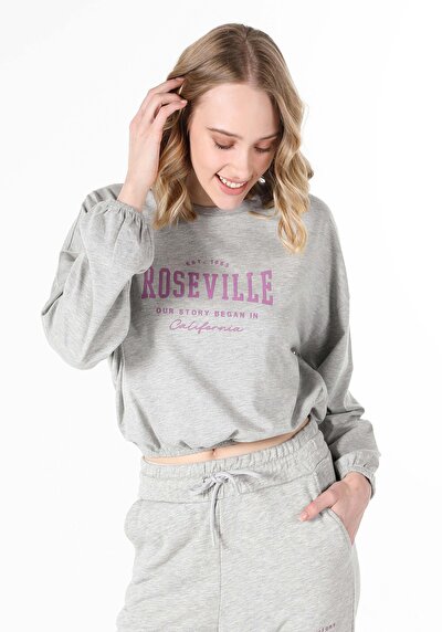 Image de T-shirt À Manches Longues Gris Regular Fit  Femme