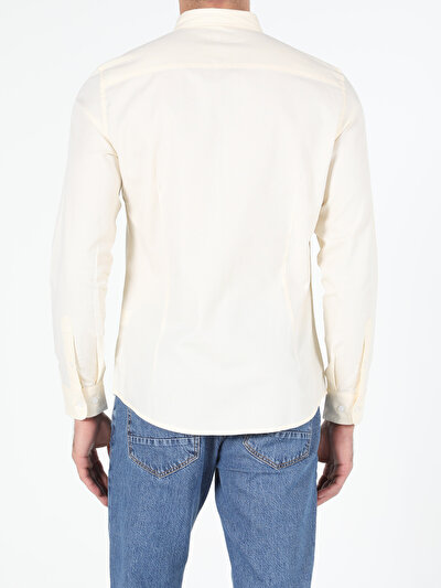 Image de Chemise À Manches Longues Jaune Slim Fit Homme