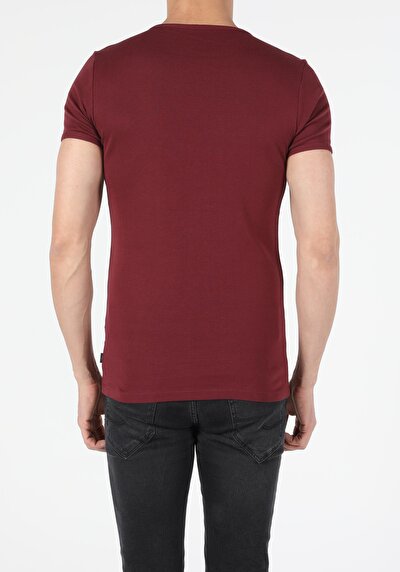 Image de T-shirt À Manches Courtes Bordeaux Slim Fit  Homme