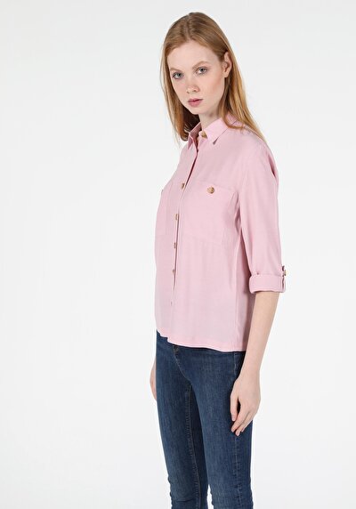 Image de Chemise À Manches Longues Rose Regular Fit Femme