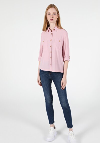 Image de Chemise À Manches Longues Rose Regular Fit   Femme