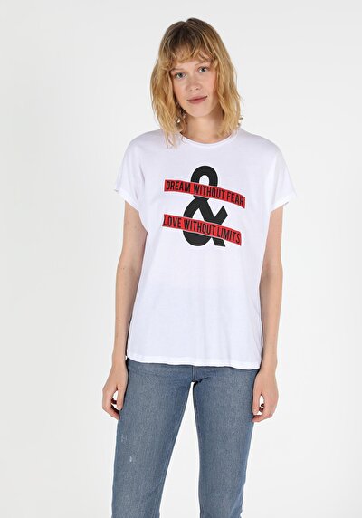 Image de T-shirt À Manches Courtes Blanc Regular Fit Femme