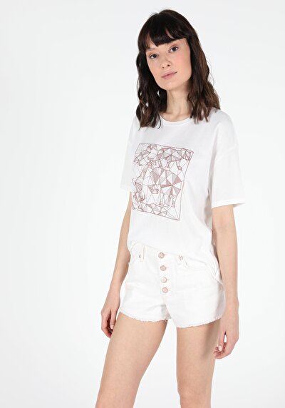 Image de T-shirt À Manches Courtes Blanc Comfort Fit Femme