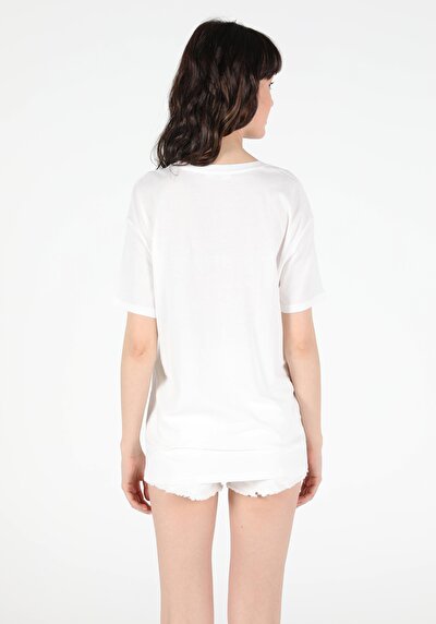 Afficher les détails de T-shirt À Manches Courtes Blanc Comfort Fit  Femme