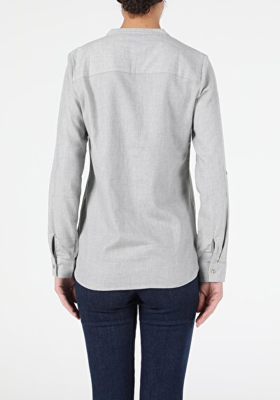 Image de Chemise À Manches Longues Gris Slim Fit   Femme