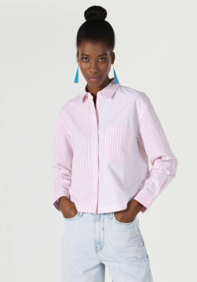 Image de Chemise À Manches Longues Rose Regular Fit   Femme