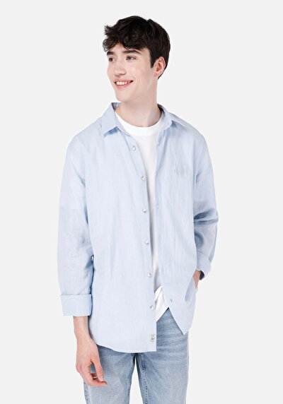 Image de Chemise À Manches Longues Bleu Comfort Fit Homme
