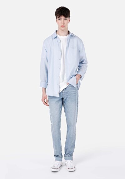 Image de Chemise À Manches Longues Bleu Comfort Fit Homme
