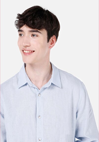 Image de Chemise À Manches Longues Bleu Comfort Fit Homme