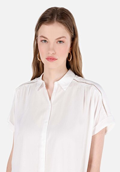 Image de Chemise À Manches Courtes Blanc Regular Fit Femme