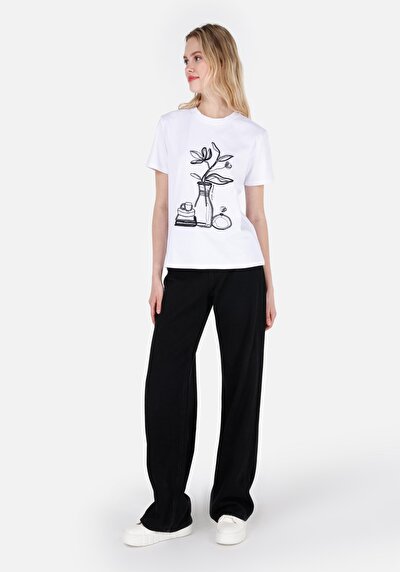 Image de T-shirt À Manches Courtes Blanc Regular Fit  Femme