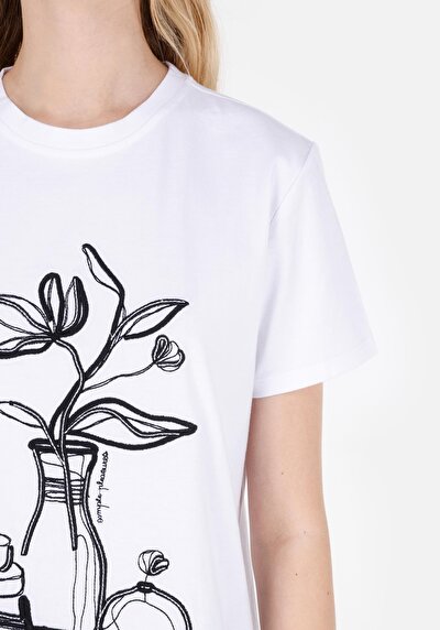 Image de T-shirt À Manches Courtes Blanc Regular Fit  Femme