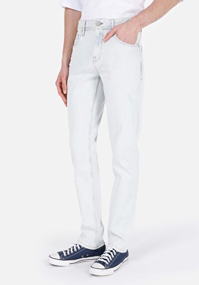 Image de 044 Karl Pantalon Bleu Clair Straight Leg Low Rise En Jean Straight Fit Homme