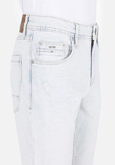 Image de 044 Karl Pantalon Bleu Clair Straight Leg Low Rise En Jean Straight Fit Homme
