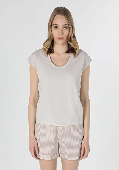 Image de T-shirt À Manches Courtes Blanc Regular Fit  Femme