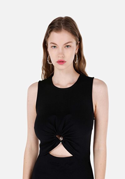 Image de Robe Noir Slim Fit Manches Courtes Femme