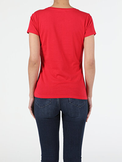 Image de T-shirt À Manches Courtes Rouge Slim Fit  Femme