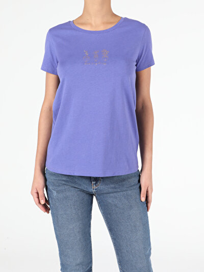 Image de T-shirt À Manches Courtes Violet Slim Fit  Femme
