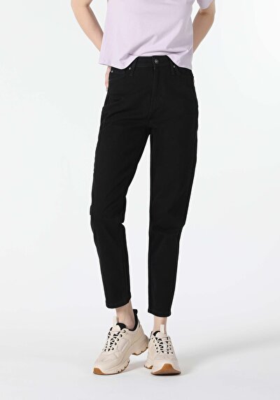 Image de 896  Maria Pantalon Denim Tapered Leg  En  Mom Fit Femme