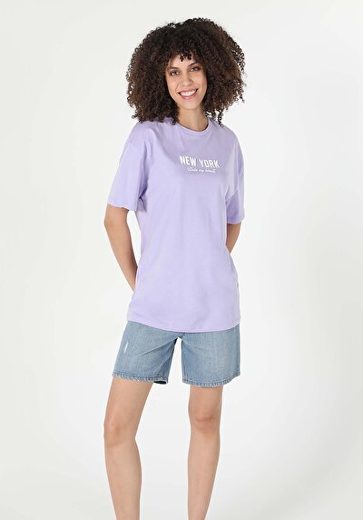 Image de T-shirt À Manches Courtes Violet Comfort Fit Femme