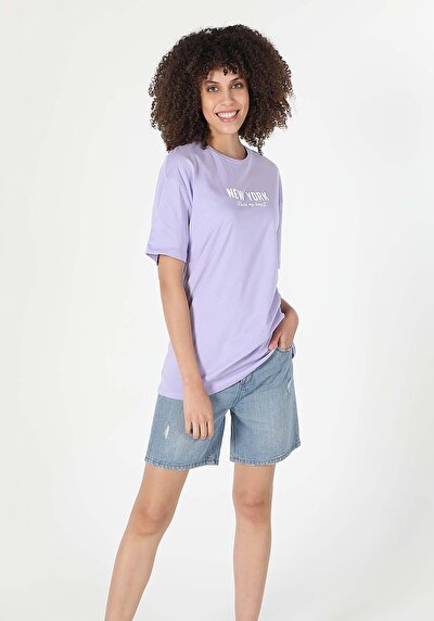 Image de T-shirt À Manches Courtes Violet Comfort Fit Femme