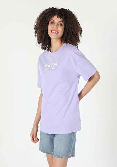 Image de T-shirt À Manches Courtes Violet Comfort Fit  Femme