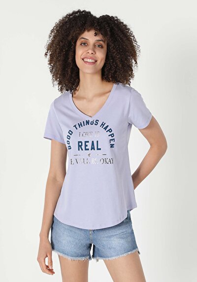 Image de T-shirt À Manches Courtes Violet Regular Fit  Femme